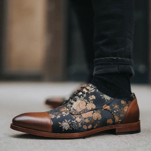 Taft Jack Mens Dress Shoe Eden Size 43.5 EU 10.5 US Leather Handmade Floral - Picture 8 of 8